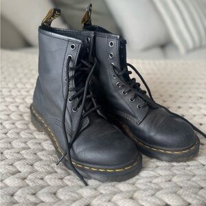 Black Leather Lace-Up Boots